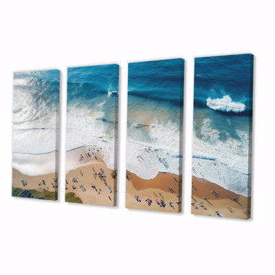 Plage vue aérienne Majesty III - plage et océan, art mural 4 pièces