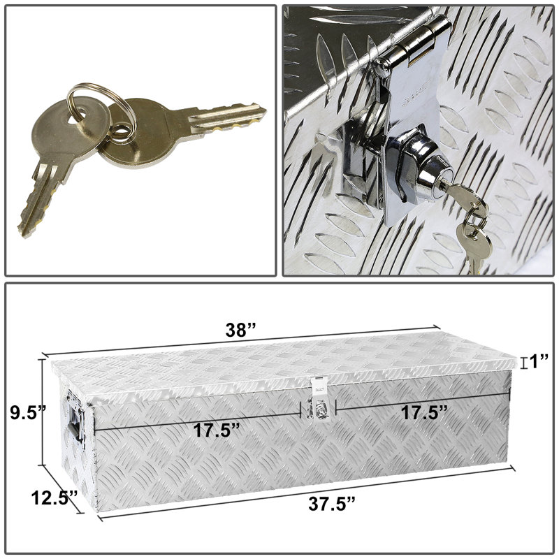 Boîte à outils de rangement pour camion, Argent