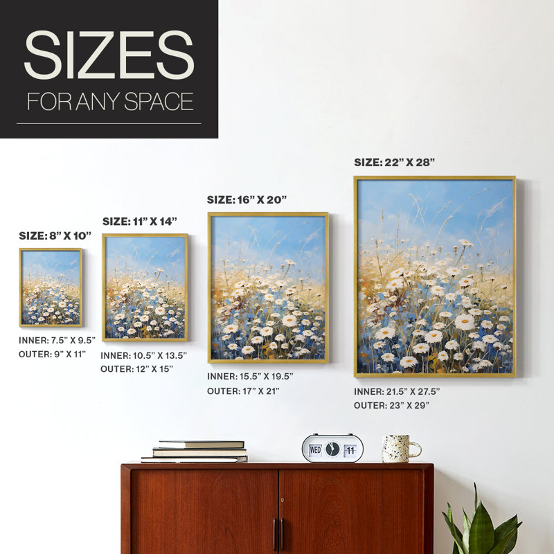 Impression encadrée FLORAL Series V-Premium - prête à être accrochée - aucun clou requis - aucun clou requis, Doré
