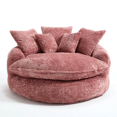55" Oversized Round Sofa Bed For Living Room Wide Armchair Chaise Longue Chrir With Pillows