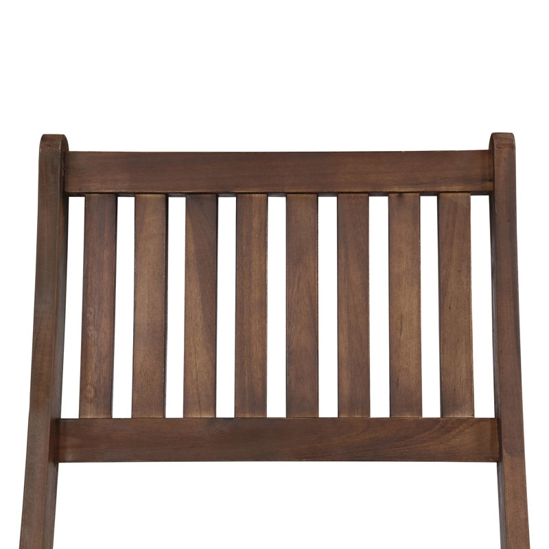 Wood 3 Bistro Patio - Folding Chairs & Coffee Table For Gardens, Backyards, Balconies, Porches, Elegant Brown Natural Stain Finish