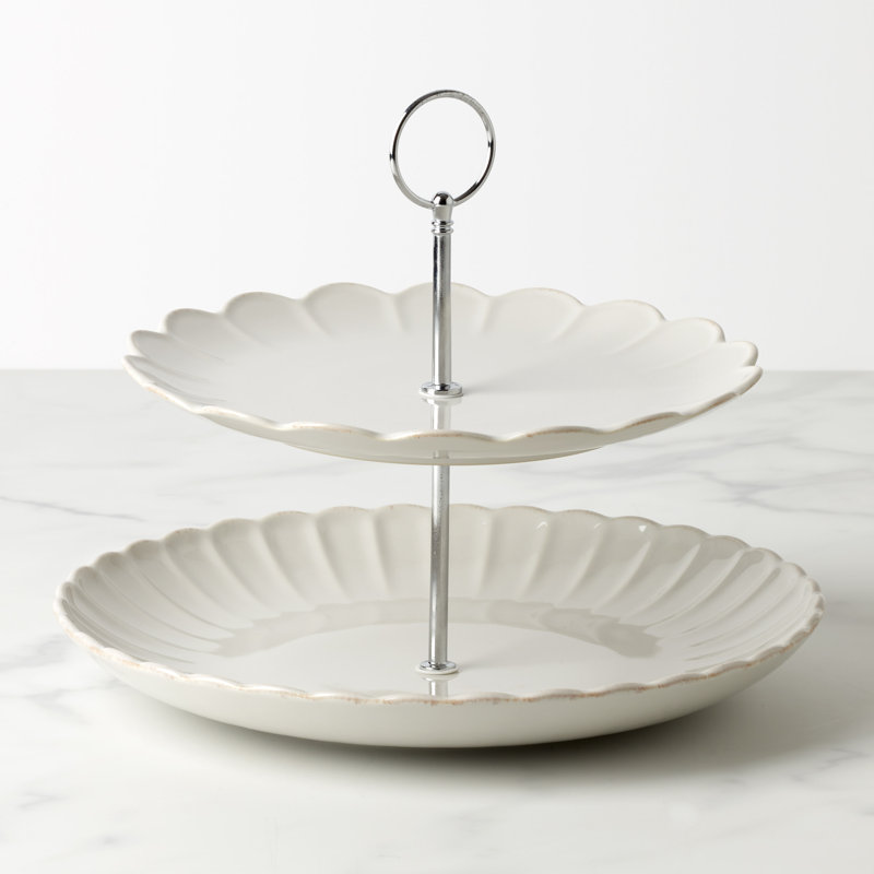 Lenox French Perle Scallop White 2-Tier Server