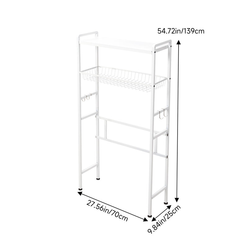 Carbon Steel Freestanding Bathroom Shelves, white
