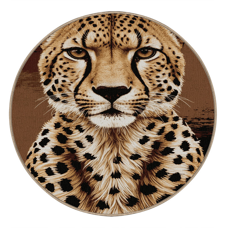 Washable Asiatic Cheetah Big Cats Area Rug, Rectangle 5' x 8'