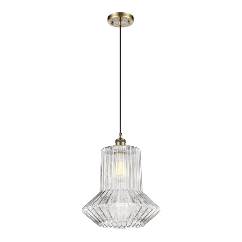 Luminaire suspendu géométrique à 1 lumière Perri, DEL, Laiton antique