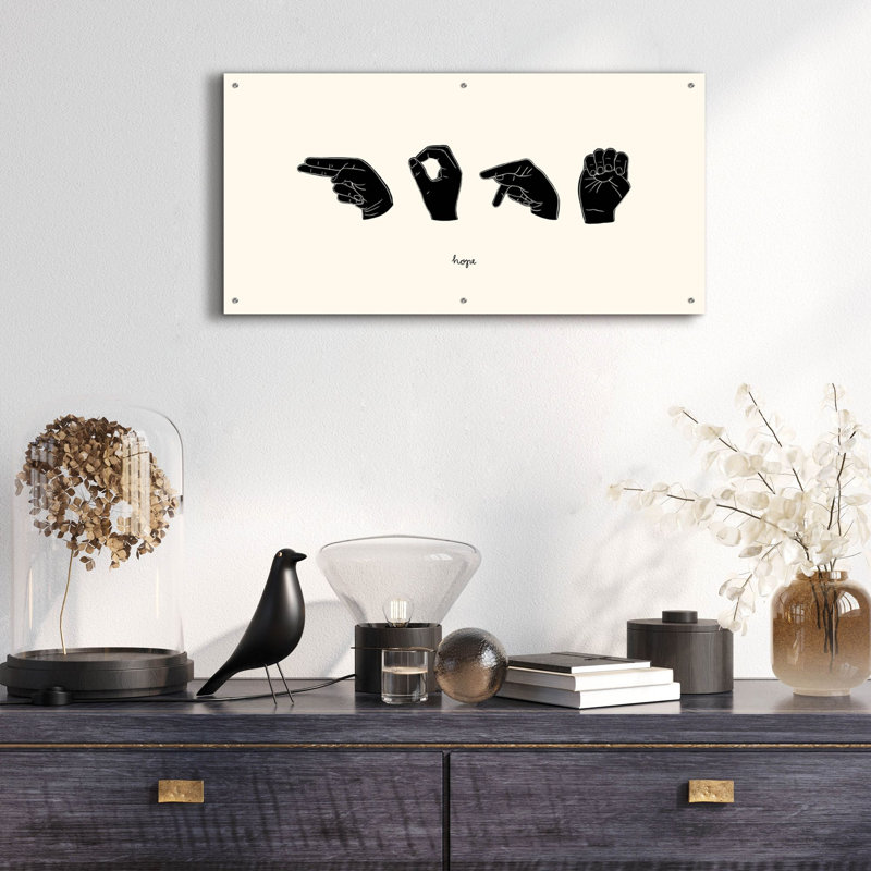 «Sign Langage 2» par Emma Scarvey, art mural en verre acrylique, H 24 po x l 48 po