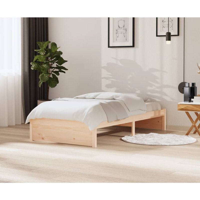 Bed Frame Solid Wood, Brown, Small Single (2'6')