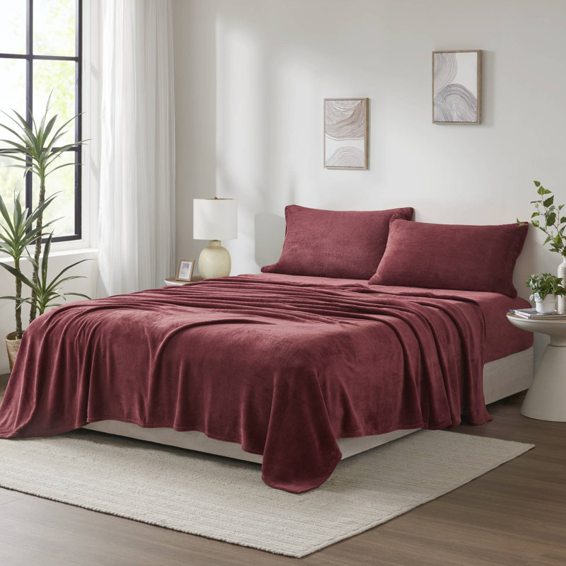Soft Bedding Sets, Queen Duvet Cover +  4 Additional Pieces, Burgundy