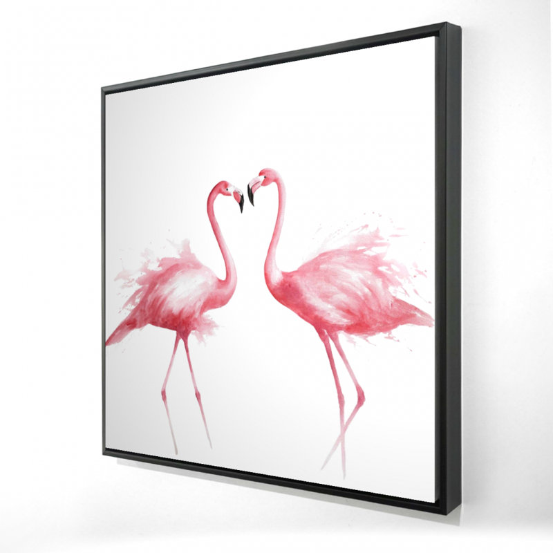 Deux flamants roses aquarelle - Toile encadrée, décoration intérieure