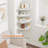 Floating Corner Shelves Set Of 4, Wooden Wall Mounted Corner Shelf With Cable Management Hole For Bathroom Living Room Office, Space Saving Storage Solution
