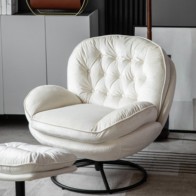 Bonhomme Velvet Swivel With Footstool Lounge Chair