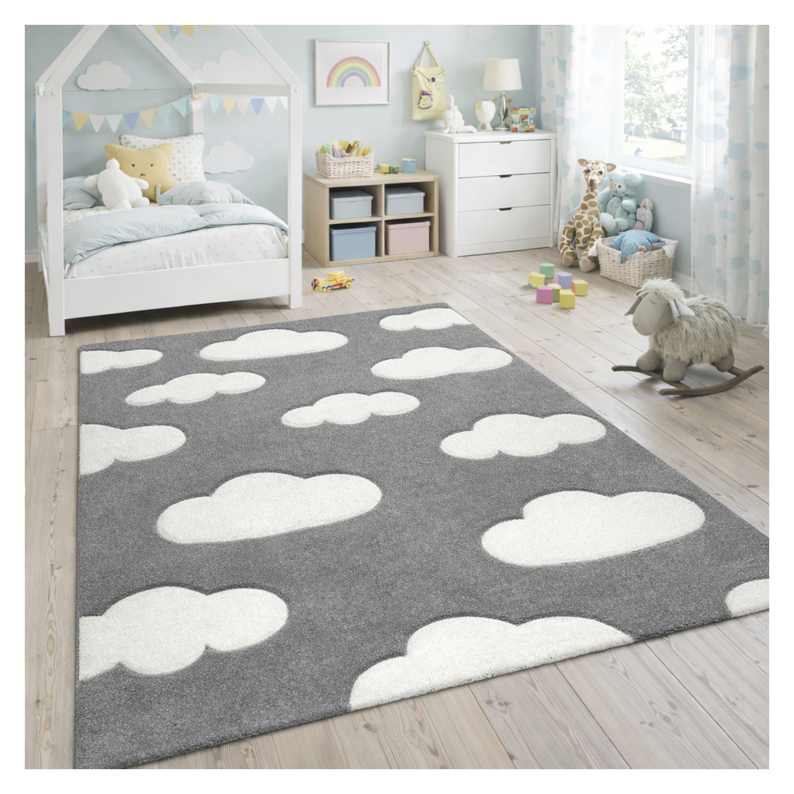 Hotwells Area Rug in Gray/White, Rectangle 5'3" x 7'7"