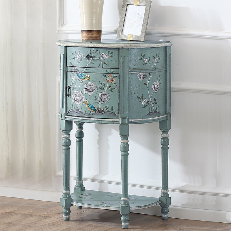 Solid + Manufactured Wood Free form Console Table, Blue