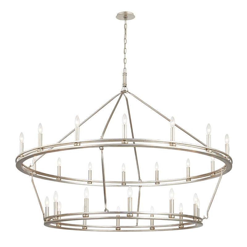 Sutton - 28 Light Chandelier - Champagne Silver Leaf, Champagne Silver Leaf