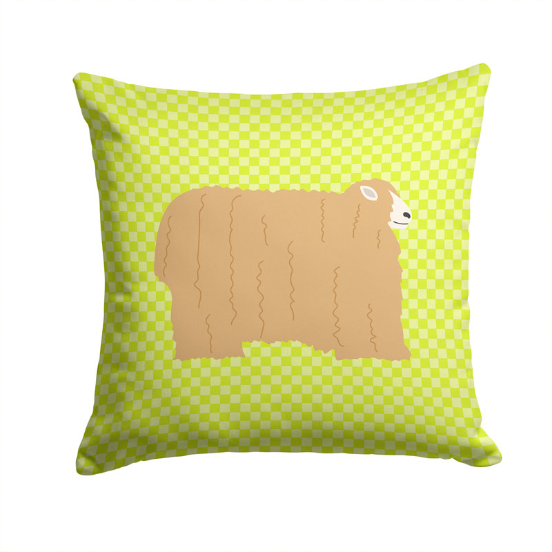 Coussin décoratif extérieur carré à contrôle ovin éclectique, Vert, 14 po x 14 po