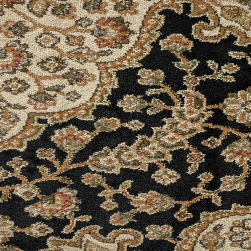 Tapis oriental noir Abbate, Rectangle 7 pi 8 po x 10 pi 4 po