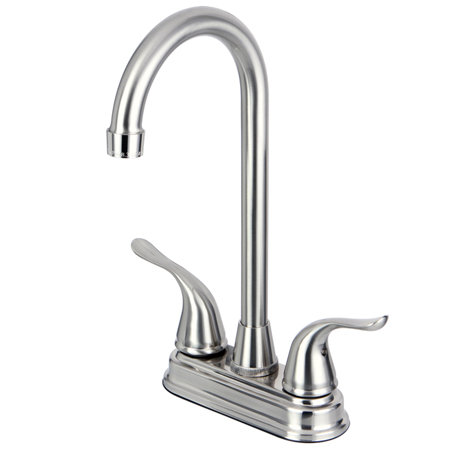 Kingston Brass Yosemite Two-Handle 2-Hole Deck Mount Bar Faucet, Brushed Nickel