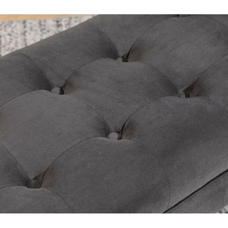 Fetush Velvet Upholstered Bench, Dark Gray