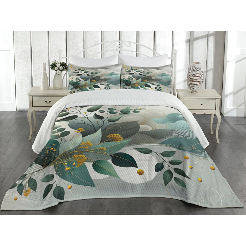 Polyester Floral Coverlet, King Coverlet + 2 Standard Shams