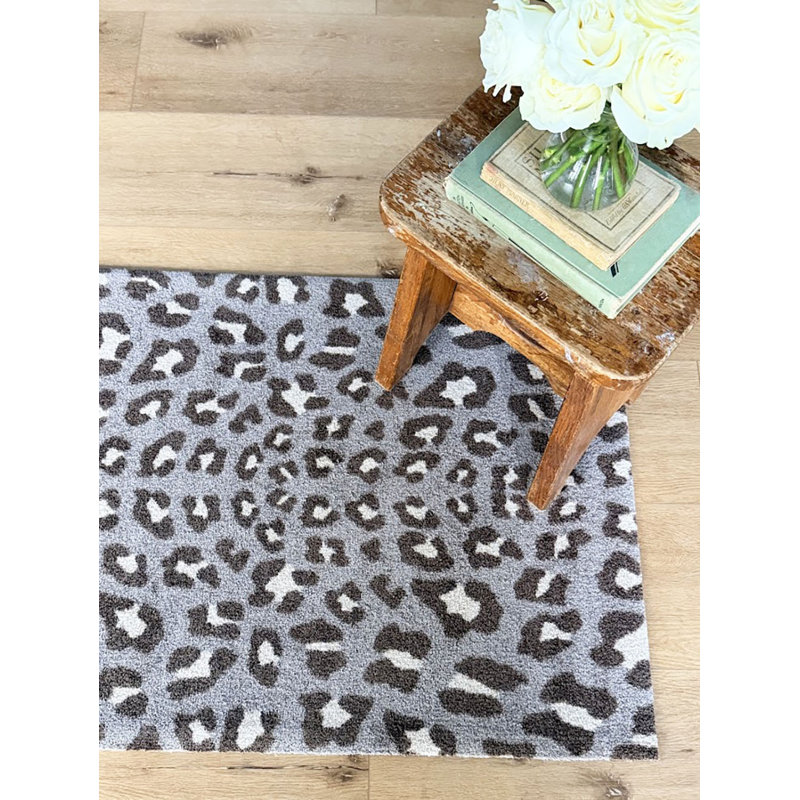 Tapis neutre neutre lavable Cheetah, Gris / brun, L 27,5 po x L 47 po