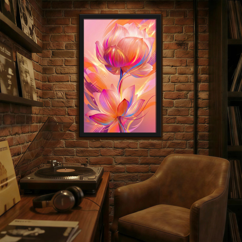 Plantes et fleurs, art floral abstrait, H 24 po x l 36 po