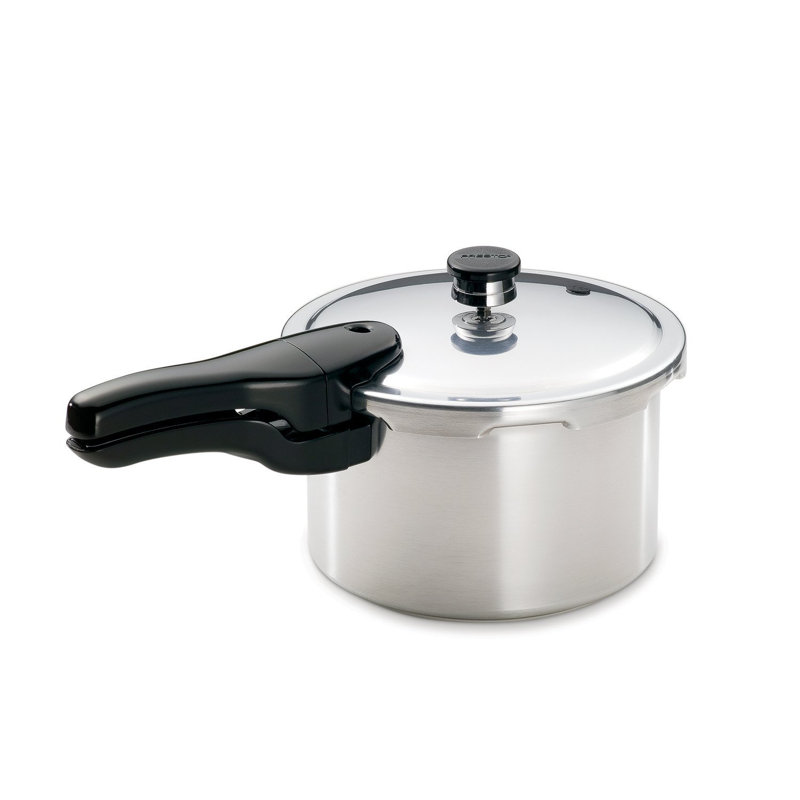 8-Quart Silver Aluminum Pressure Cooker with Black Handle