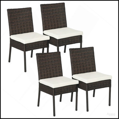 Outdoor Kitchen Chairs,Rattan Outdoor Dining Chairs,Garden Chairs(4Pcs Chairs)