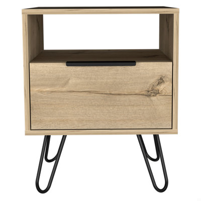 Nightstand 22"H, One Open Shelf, Single Door Cabient
