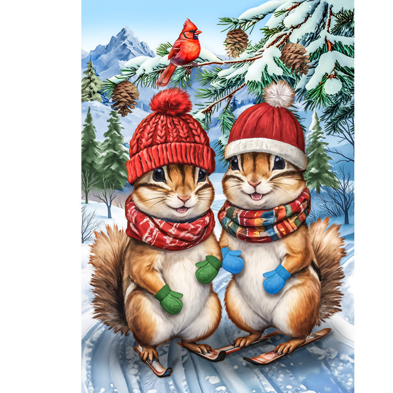 Drapeau d'hiver de la maison des Chipmunks, Tamias roux/bruns