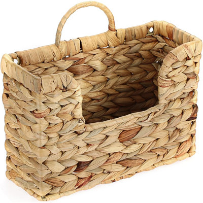 Water Hyacinth Magazine Basket, Wall Mounted Storage Basket for Books & Files