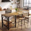 Table de bar 78,74 po, table de pub à hauteur de comptoir industrielle avec tablettes de rangement pour la cuisine et la salle à manger
