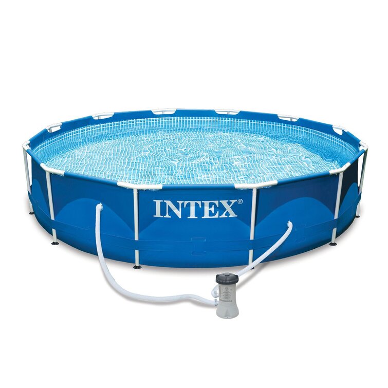 Intex Swimming Pool Solar Cover Tarp, Bundled w/ Metal Above Ground Swimming Pool & Reviews | Wayfair