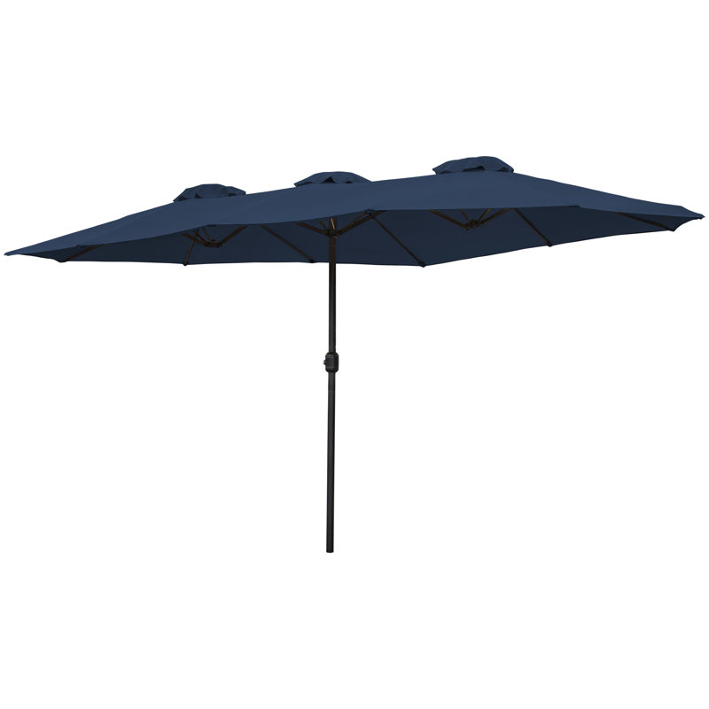 Parasol de marché d'extérieur 15 'avec manivelle, Bleu