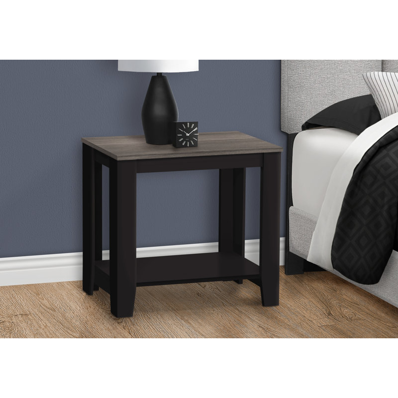 Accent Table, Side, End, Nightstand, Lamp, Living Room, Bedroom, Black And Grey Laminate, Transitional, Black