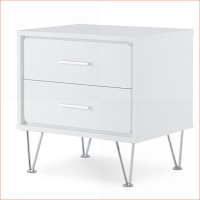 Table basse blanche à 2 tiroirs avec pieds en épingle à cheveux - Espace de rangement pour le salon et amp; Petits espaces