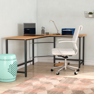 Azharia L-Shaped Metal Base Computer Desk