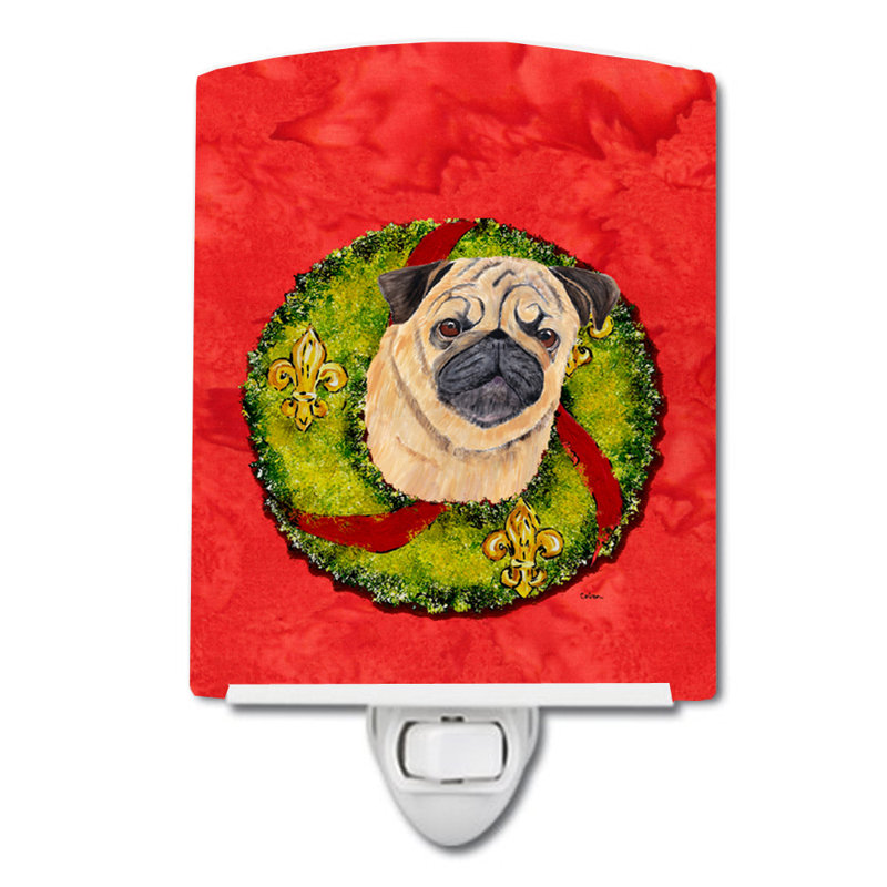 Éclairage de noël en céramique de noël cairn terrier, Carlin beige