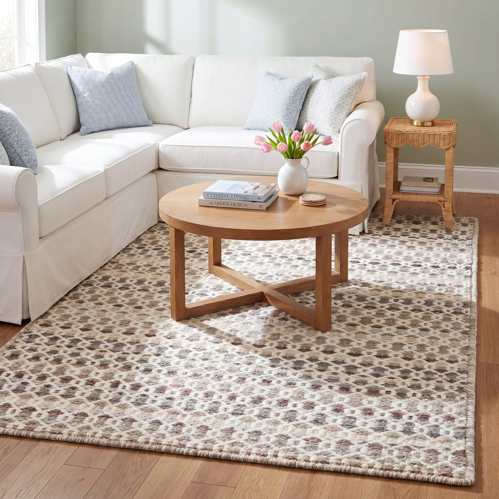 Poppy Handmade Rug, Natural/Ivory/Gray, Rectangle 5' x 8'