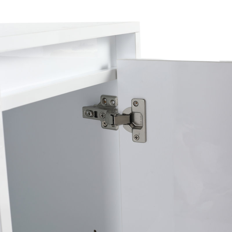 Armoire de rangement de salle de bain peu encombrante, contreplaqué blanc brillant, design moderne pour une utilisation dans plusieurs pièces