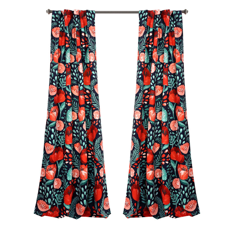 Room Darkening Curtain Pair, 52" W x 95" L, Navy