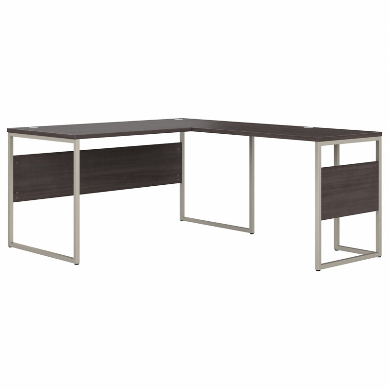 Ensemble de bureau d'ordinateur en forme de L Gaythorne en gris orage - réversible, Noir