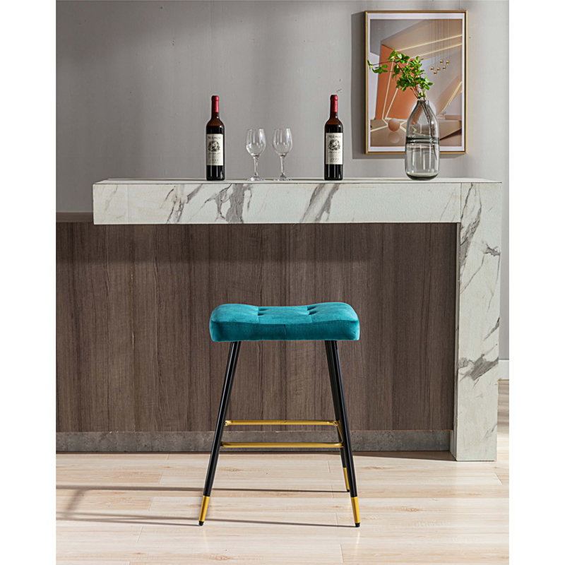Tabouret de comptoir 26,38 po Manucher, Bleu sarcelle