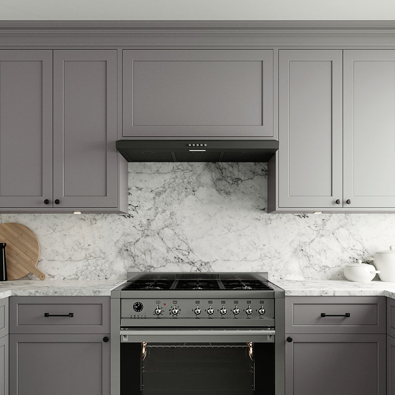 Streamline 36 in. Cosenza Ductless Undermount 80 CFM Range Hood in Grit Black with Mesh Filters, Push Button Control, LED Light