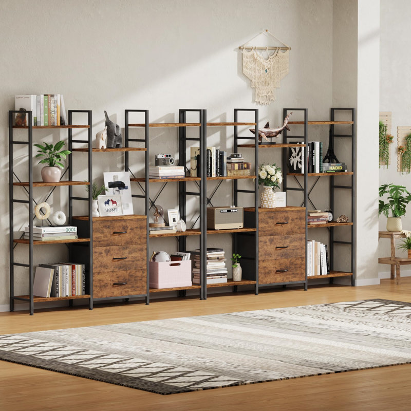 142cm H Metal Book Cabinet Bookcase, Brown