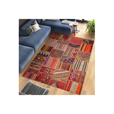 Tapis décoratif moderne multicolore lavable à la machine