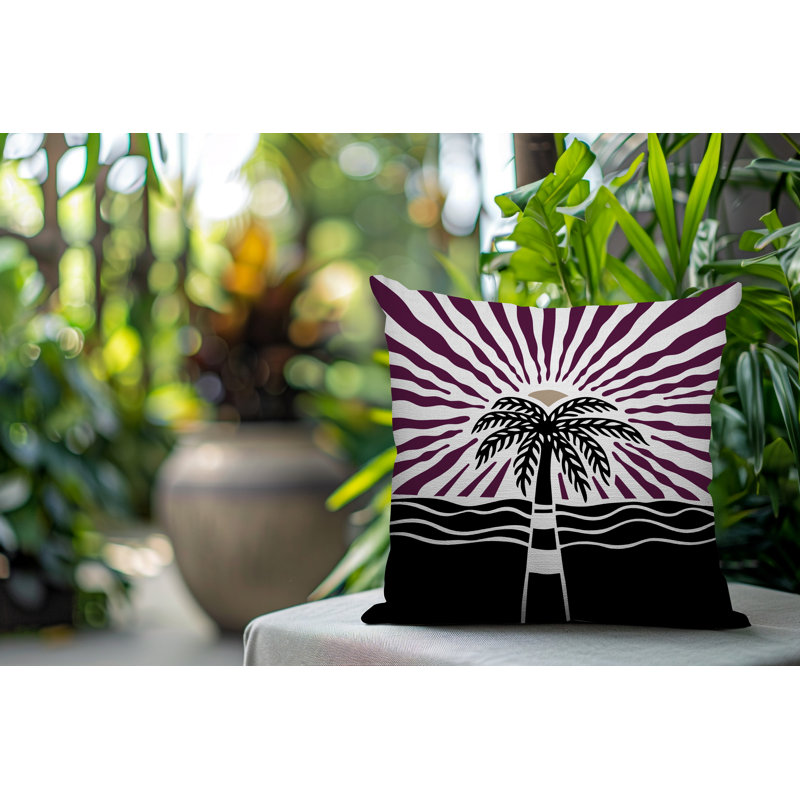 Aky Palm Reversible Indoor/Outdoor Square Pillow, Square 15", Purple