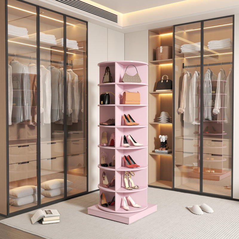 Armoire à chaussures rotative 360, Rose, H 64,96 po x l 24 po x P 24 po