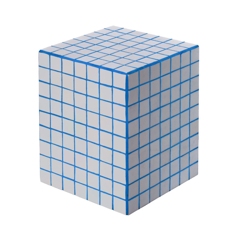 Callista 18" Modern Bohemian Ceramic Tiled Rectangle End Table, White/Blue