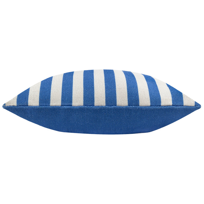 Deck Stripe Indoor / Outdoor Striped Square Throw, Polyester, White/Blue