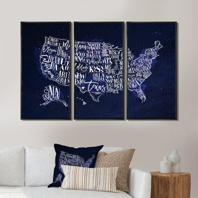 " United States Vintage Map " 3 - Pieces